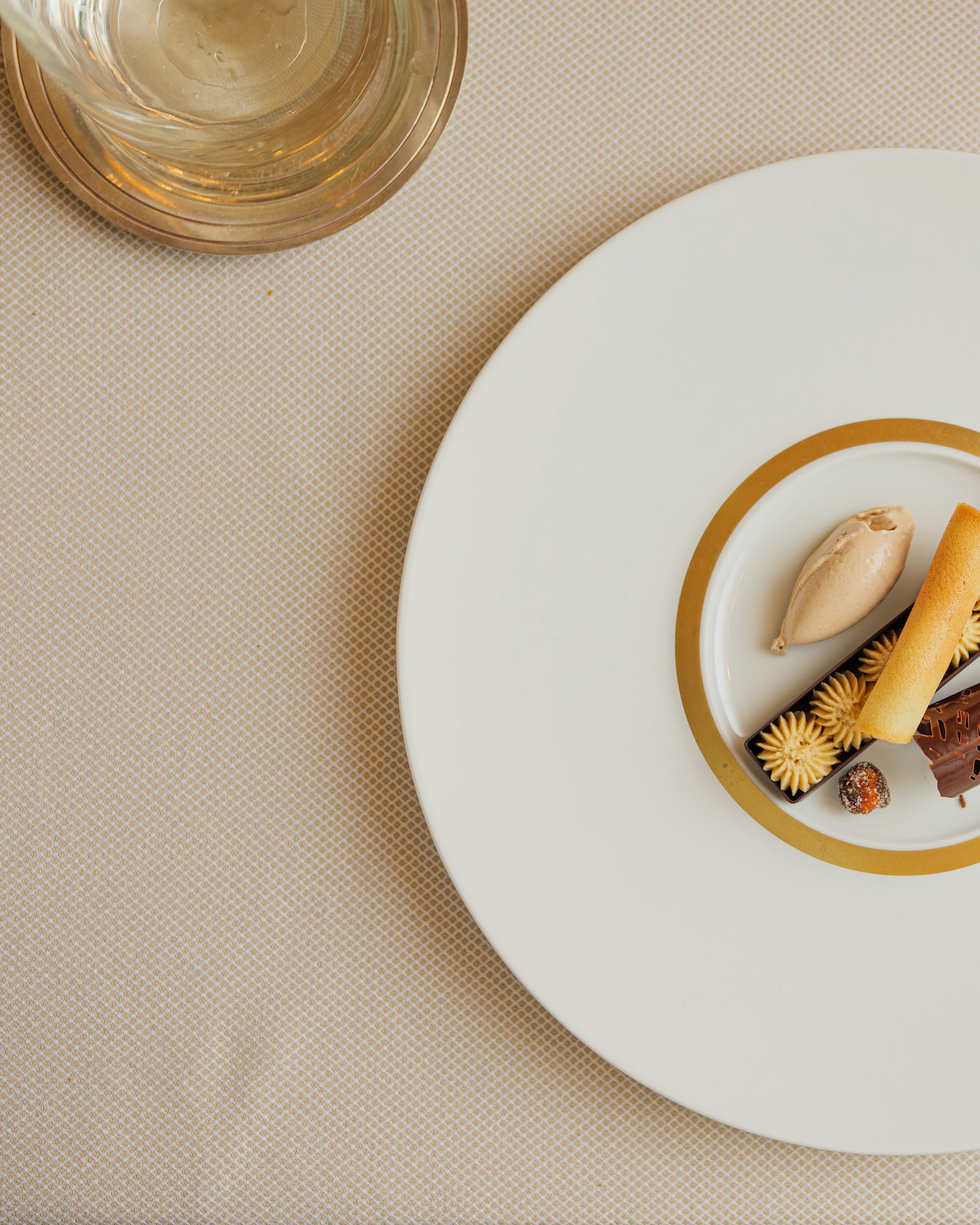 Minimalist plated fine-dining dessert